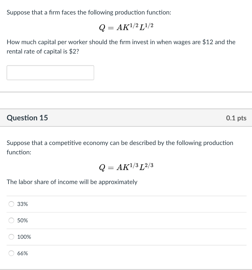 Solved Suppose that a firm faces the following production | Chegg.com