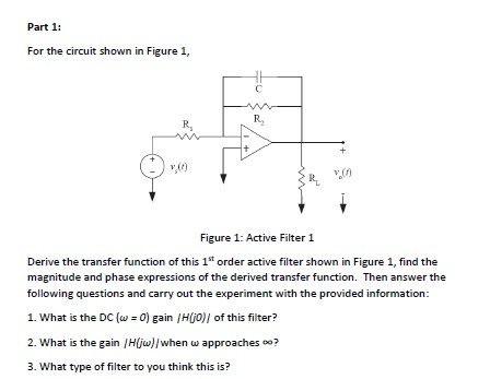 Solved The circuit in (Figure 1) ﻿has the transfer