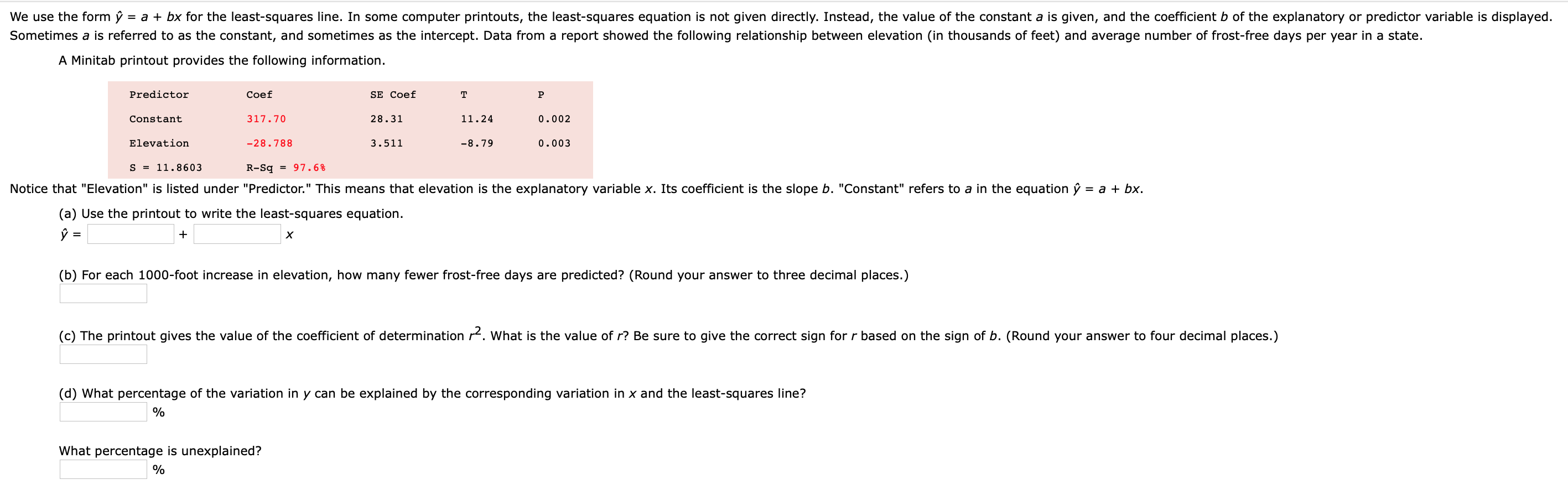 Solved We Use The Form ŷ A Bx For The Least Squares L Chegg Com