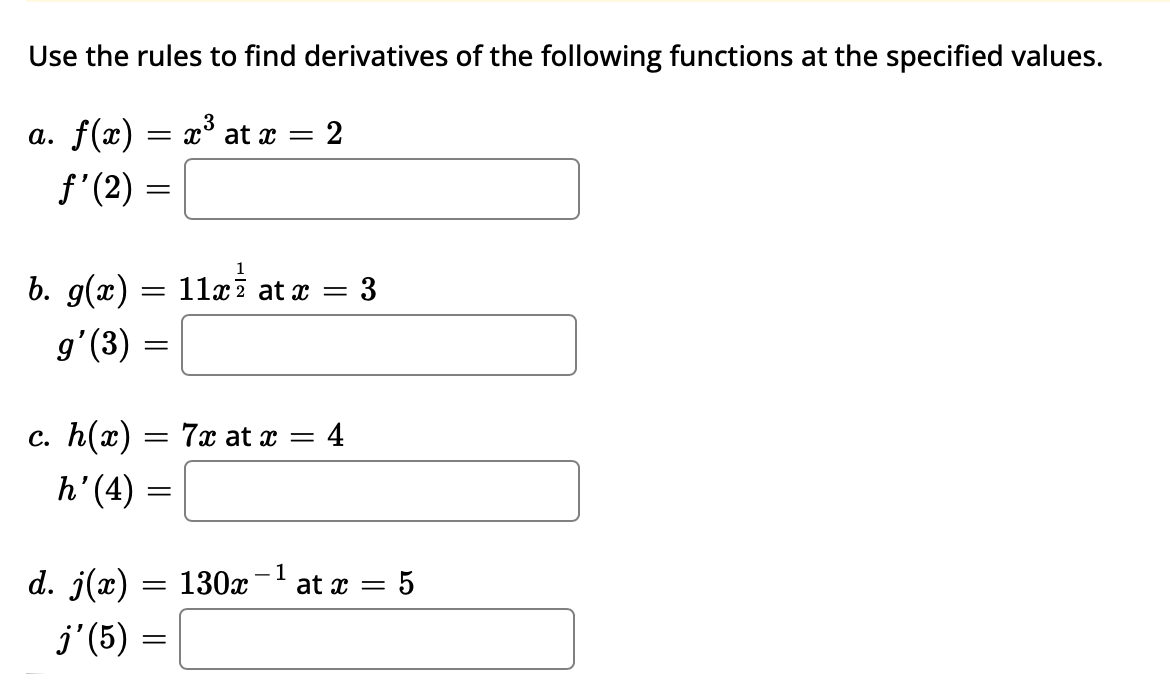 Solved Use the rules to find derivatives of the following | Chegg.com