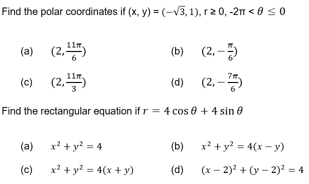 Solved Find The Polar Coordinates If | Chegg.com