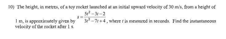 Solved 10) The height, in metres, of a toy rocket launched | Chegg.com