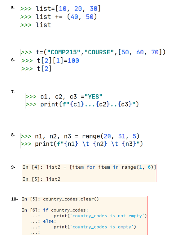 Solved What is the output of the following small codes? Show | Chegg.com