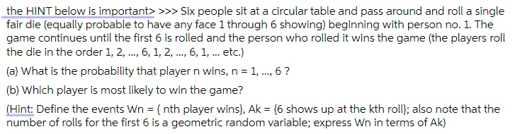 Solved the HINT below is important> >>> Six people sit at a | Chegg.com