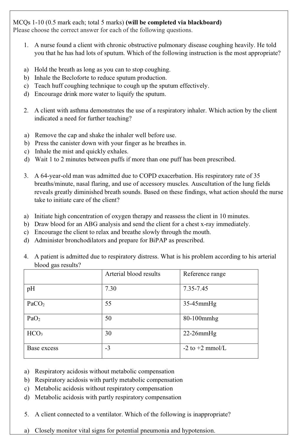 Solved MCQs 1-10 (0.5 mark each; total 5 marks) (will be | Chegg.com