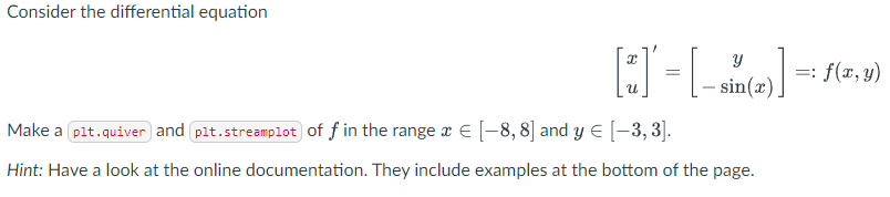 Solved quiver ex:import matplotlib.pyplot as pltimport numpy | Chegg.com