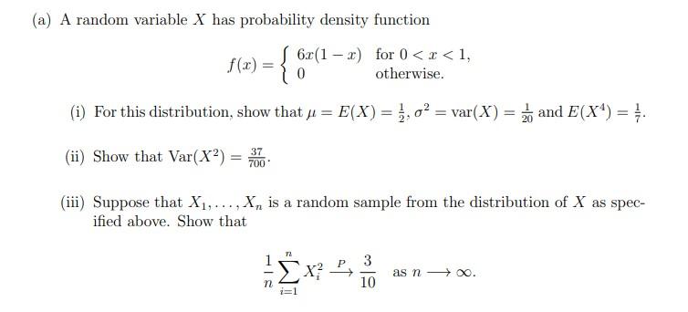 Solved (a) A Random Variable X Has Probability Density 