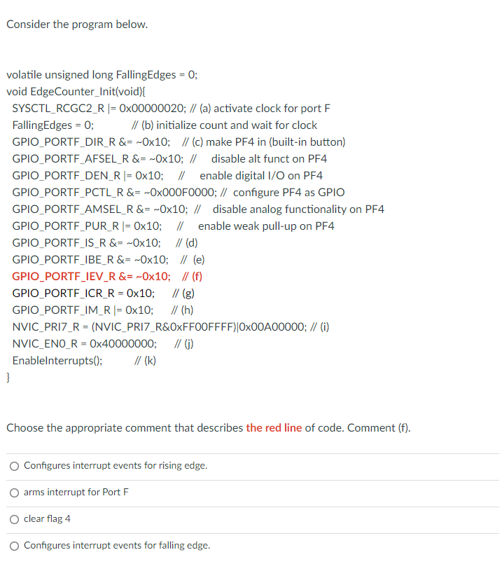 Solved Consider the program below. volatile unsigned long | Chegg.com