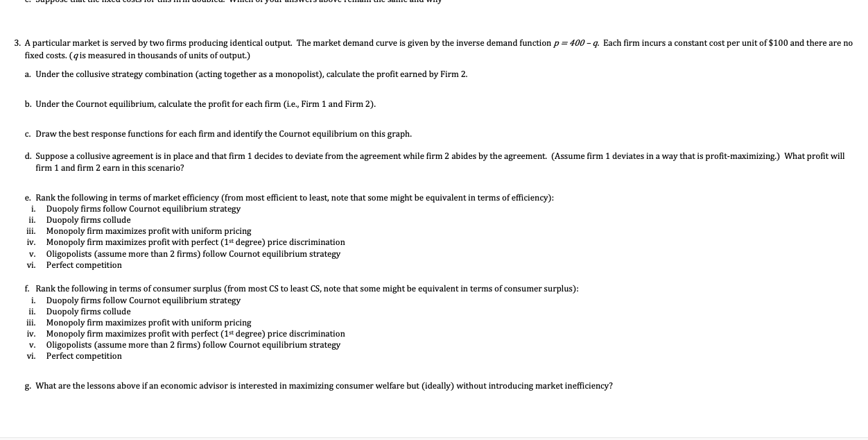 Solved 3. A particular market is served by two firms