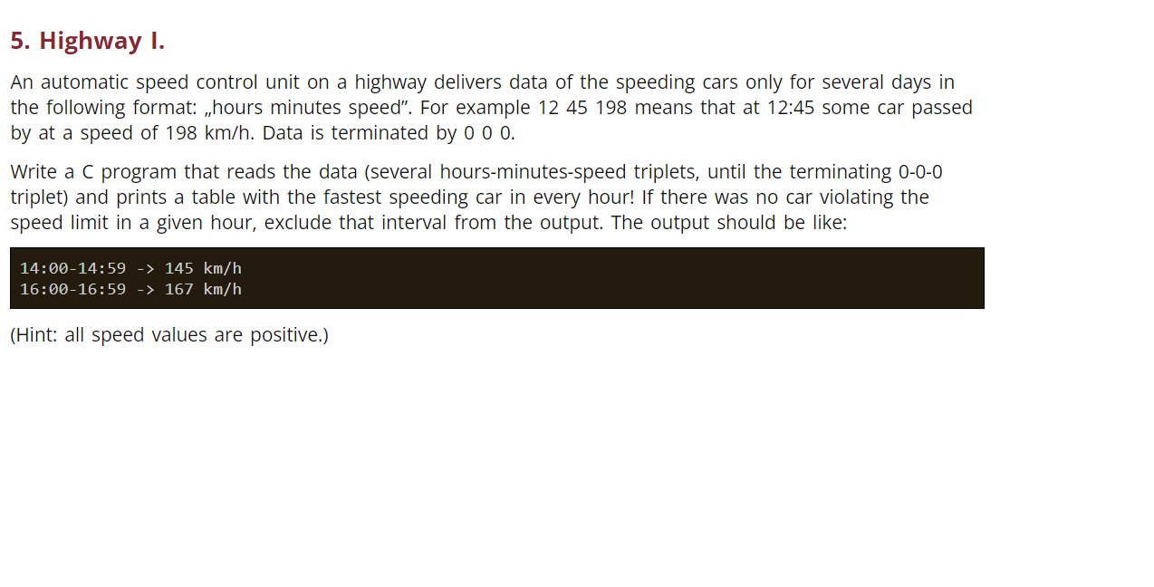 Solved 5. Highway I. An automatic speed control unit on a | Chegg.com