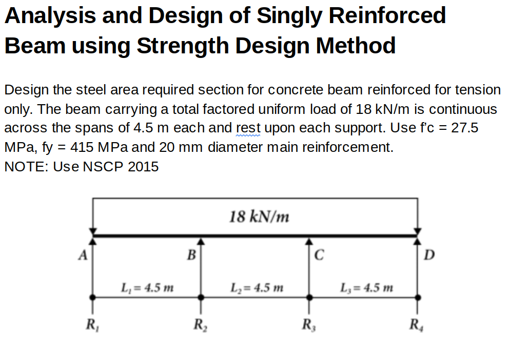 Solved Analysis And Design Of Singly Reinforced Beam Using | Chegg.com