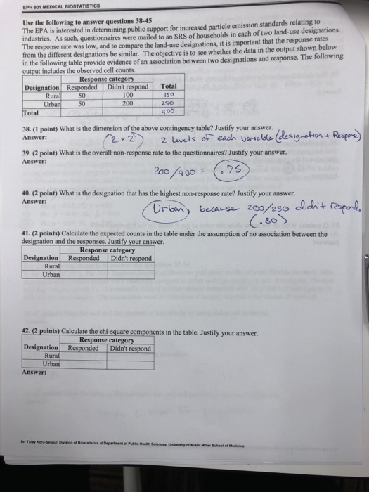 Solved EPH 801 MEDICAL BIOSTATISTICS Use The Following To Chegg