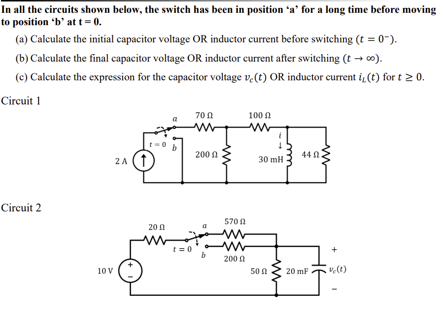 Solved In all the circuits shown below, the switch has been | Chegg.com