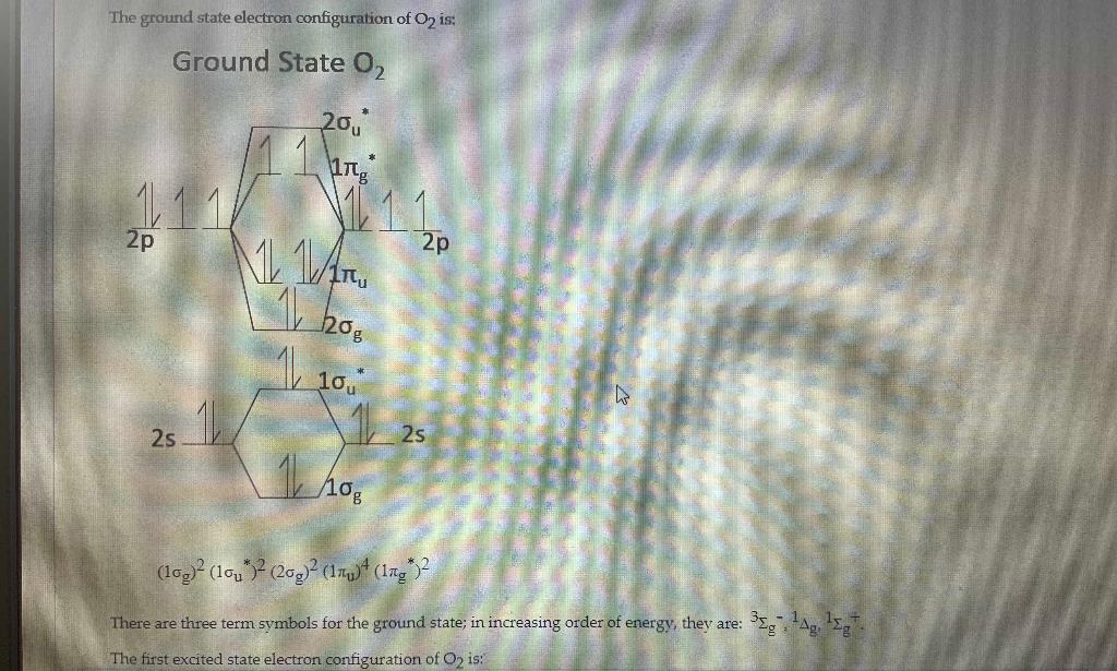 Solved The ground state electron configuration of Oz is: | Chegg.com