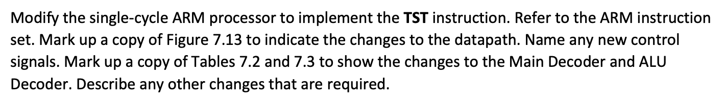 Solved Modify The Single-cycle ARM Processor To Implement | Chegg.com