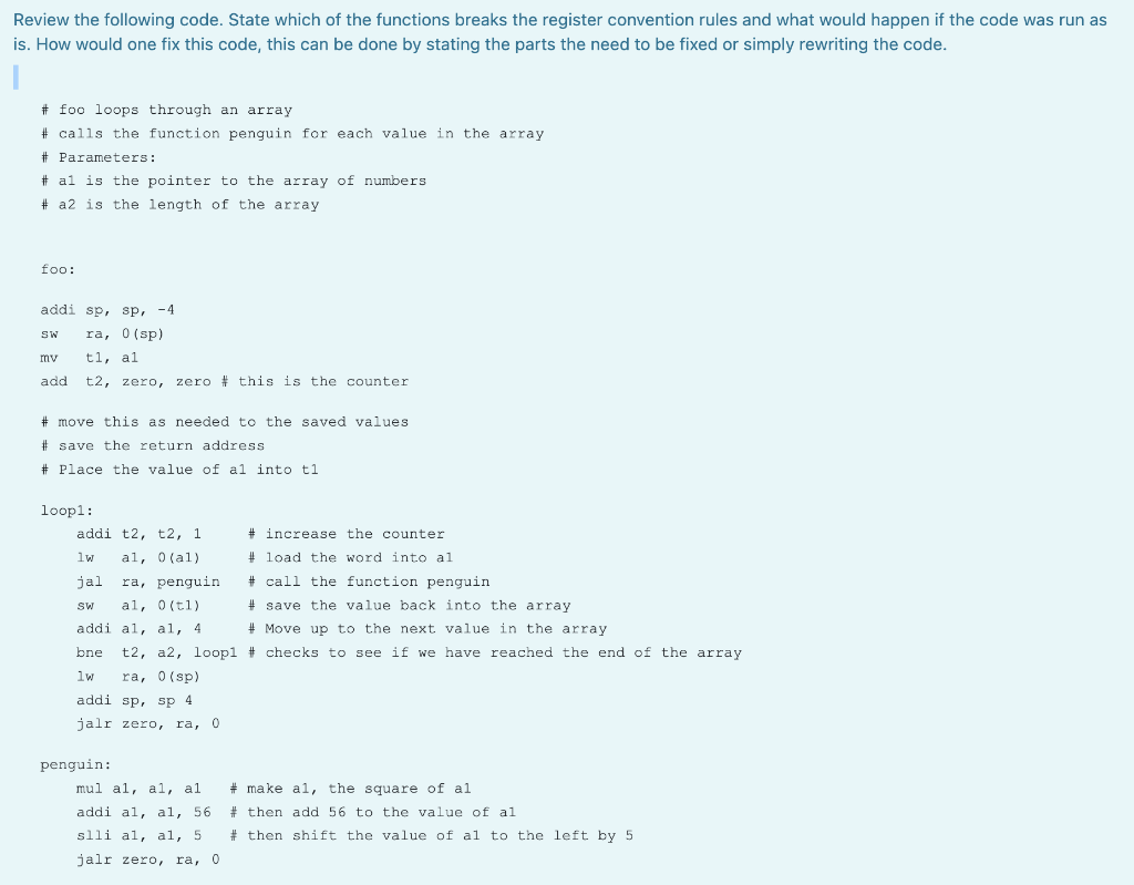 Solved Review the following code. State which of the | Chegg.com