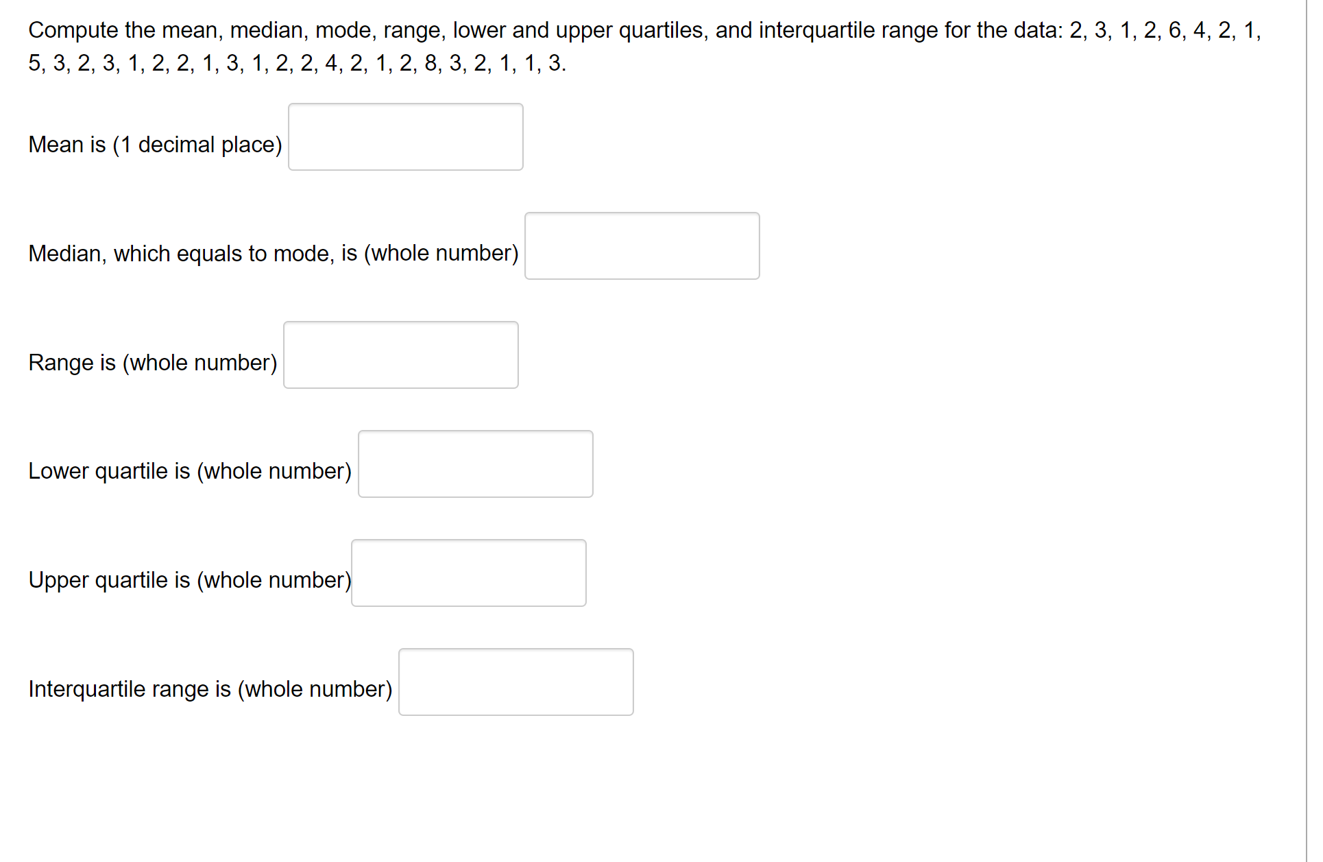 Solved Compute the mean, median, mode, range, lower and | Chegg.com