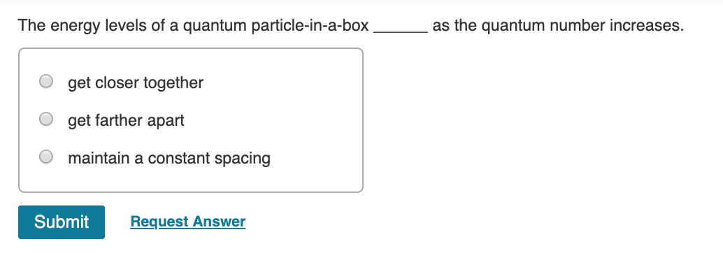 Solved The Energy Levels Of A Quantum Particle In A Box As Chegg