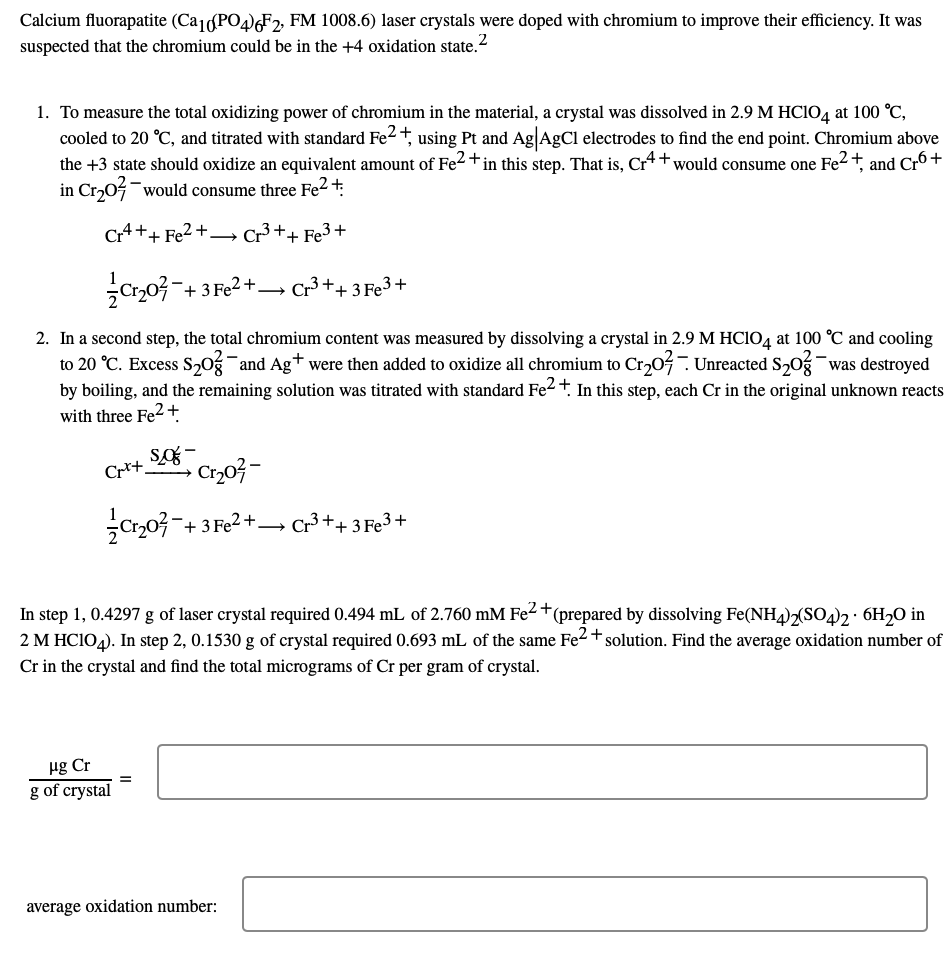Solved Calcium fluorapatite (Ca10(PO4)6 F2,FM 1008.6) laser | Chegg.com