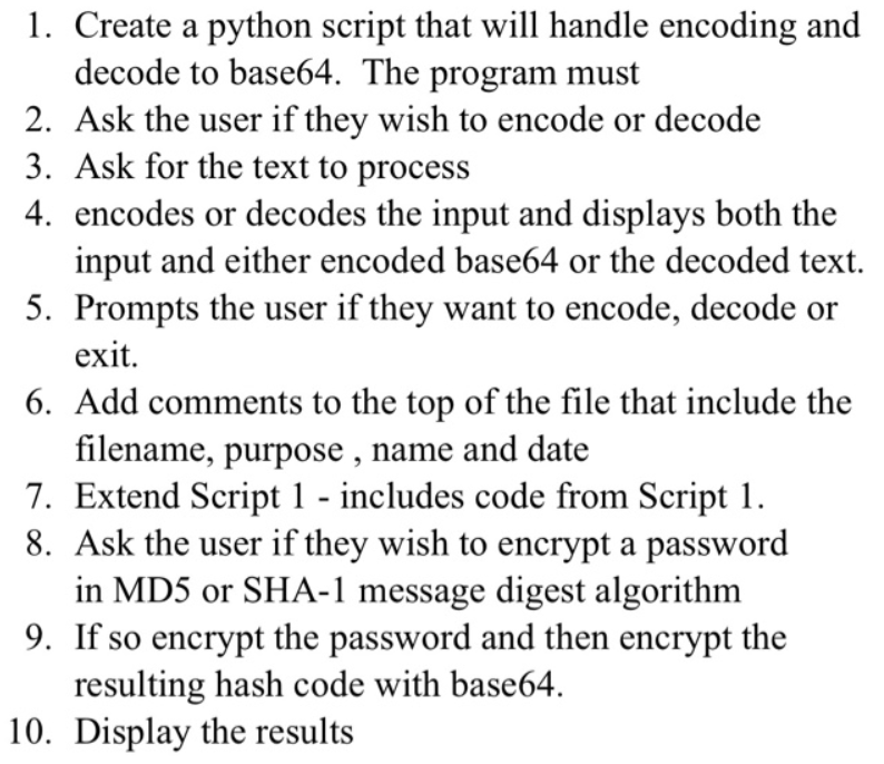 1. Create a python script that will handle encoding | Chegg.com