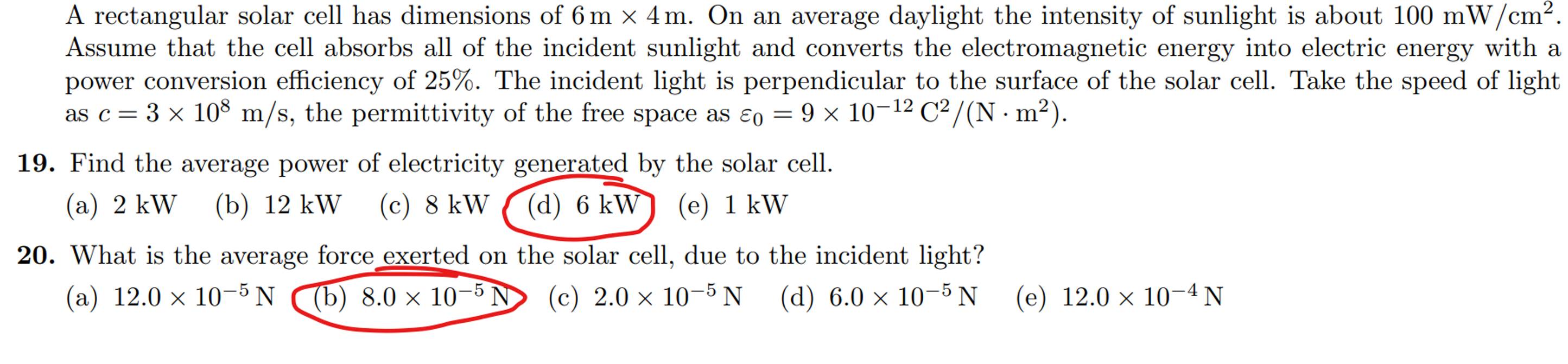 Solved A rectangular solar cell has dimensions of 6m×4m. ﻿On | Chegg.com