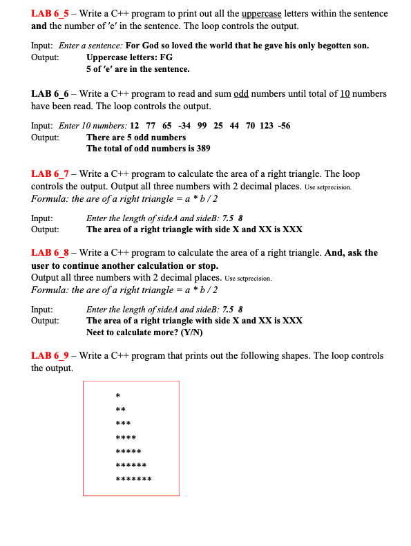 Solved LAB 6_5 - Write a C++ program to print out all the | Chegg.com