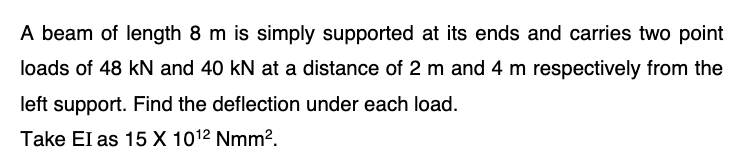 Solved A beam of length 8 m is simply supported at its ends | Chegg.com