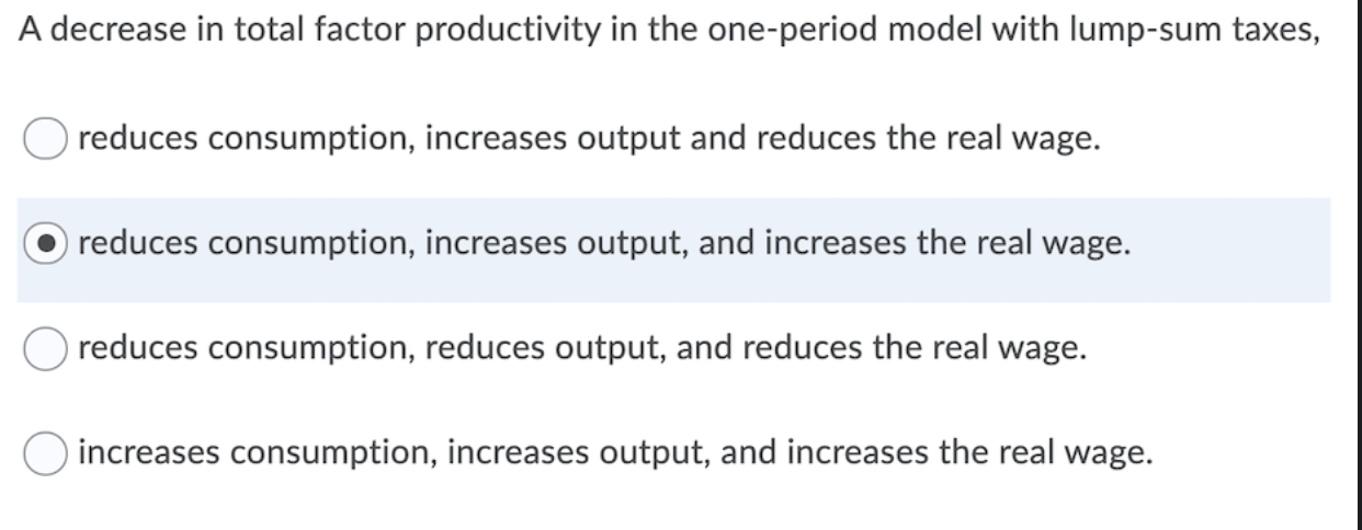 Solved A decrease in total factor productivity in the | Chegg.com