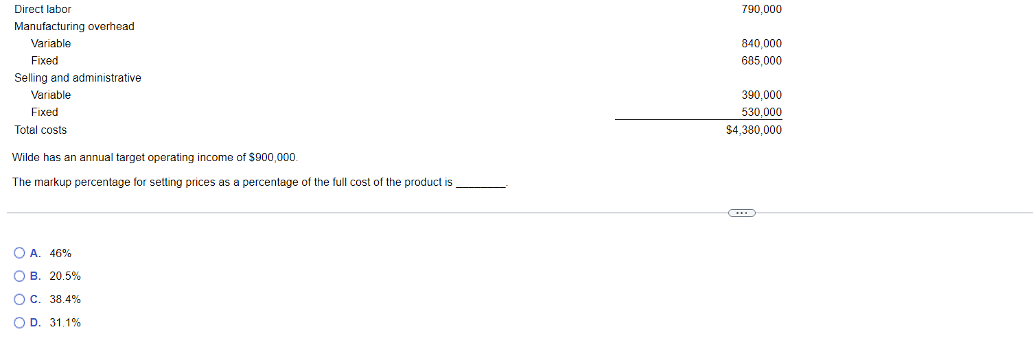 Solved Direct labor 790,000 Manufacturing overhead Variable | Chegg.com