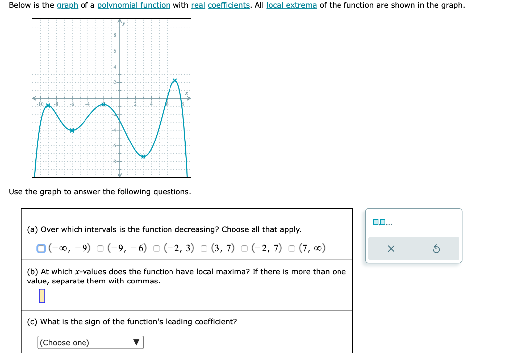 Solved Use the graph to answer the following questions. (a) | Chegg.com