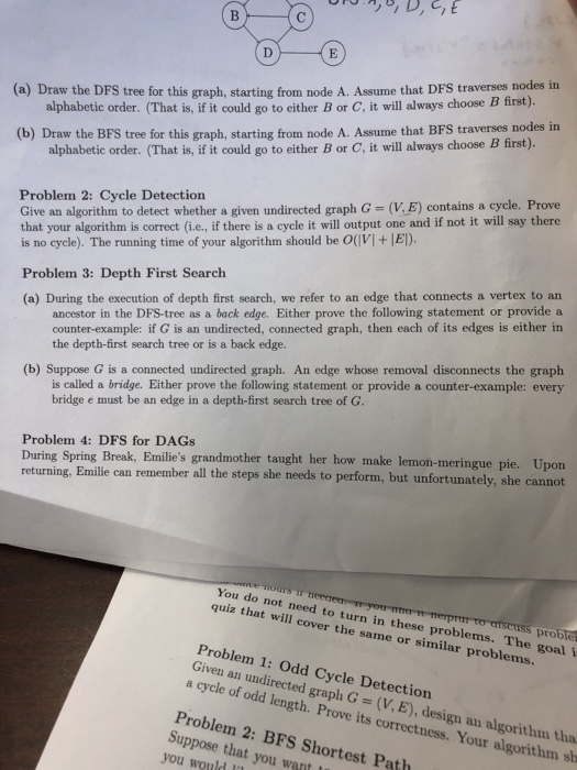 Solved (a) Draw the DFS tree for this graph, starting from | Chegg.com