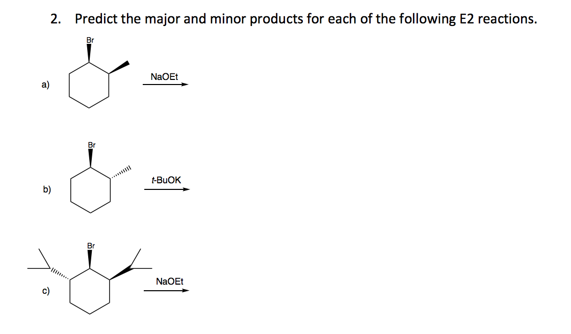 Solved 2. Predict the major and minor products for each of | Chegg.com