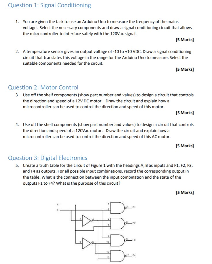 1. Design a signal conditioning circuit to measure ac