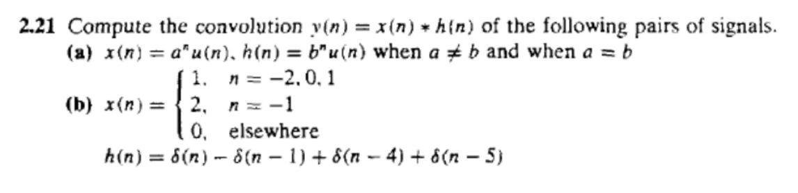 Solved 2.21 Compute the convolution y(n) = x(n) *hin) of the | Chegg.com