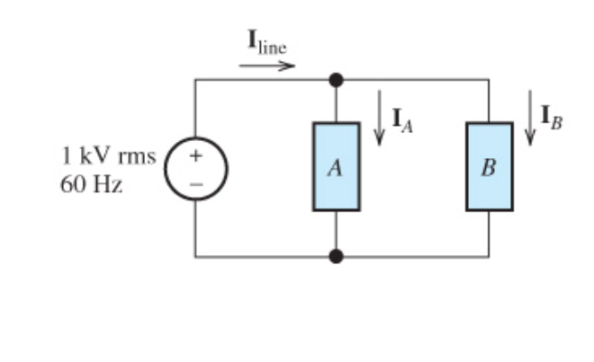 Solved Two Loads, A And B, Are Connected In Parallel Across | Chegg.com