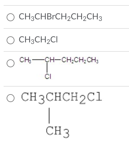 Solved Which of the following alkyl halides is the least | Chegg.com