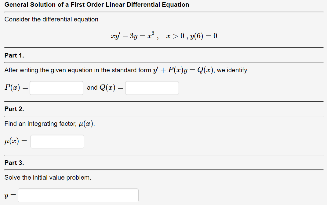Solved General Solution of a First Order Linear Differential | Chegg.com