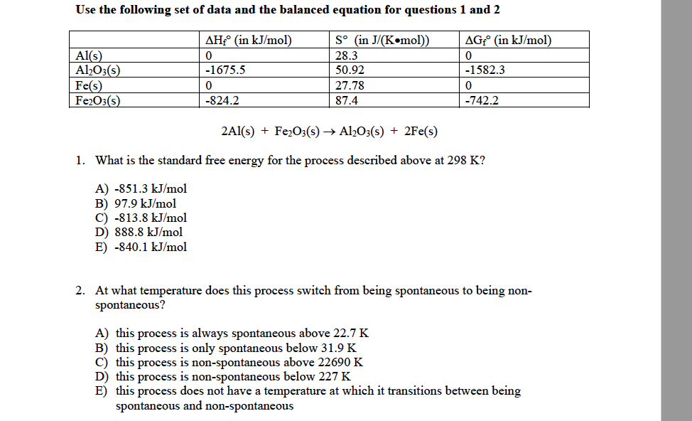 Solved Use The Following Set Of Data And The Balanced Equ Chegg Com