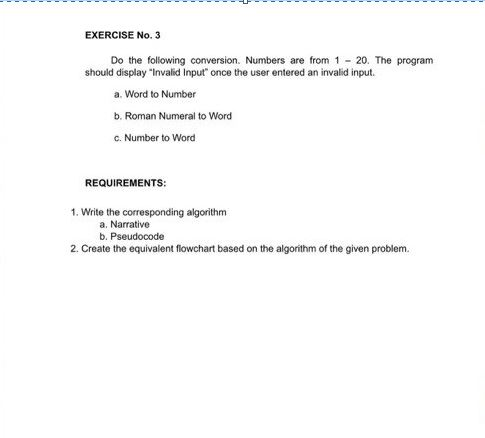 Solved EXERCISE No. 3 Do the following conversion. Numbers | Chegg.com