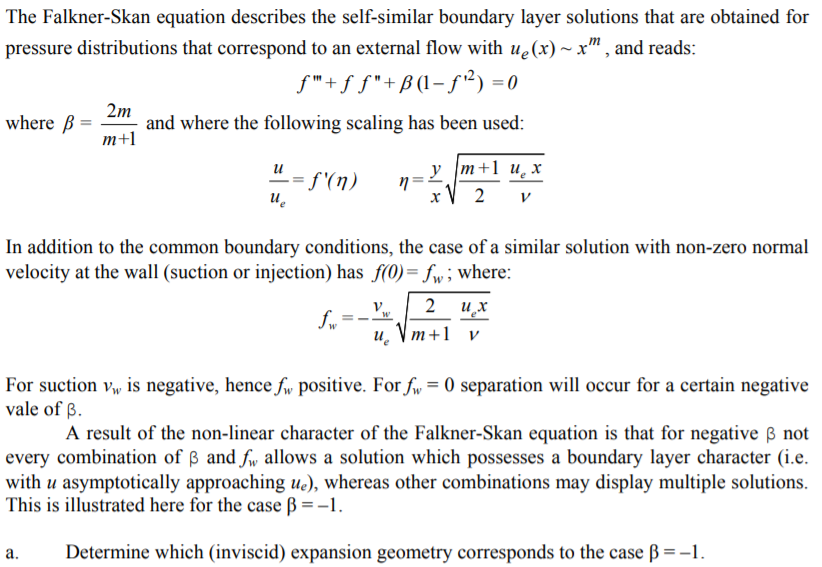 The Falkner Skan Equation Describes The Self Simil Chegg Com