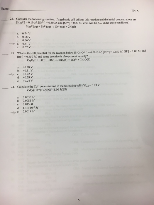 Solved Name ID: A 17. What is the cell potential for a cell | Chegg.com
