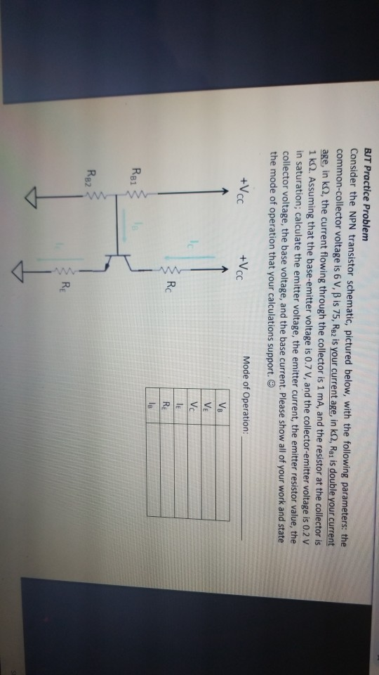 Solved BJT Practice Problem Consider the NPN transistor