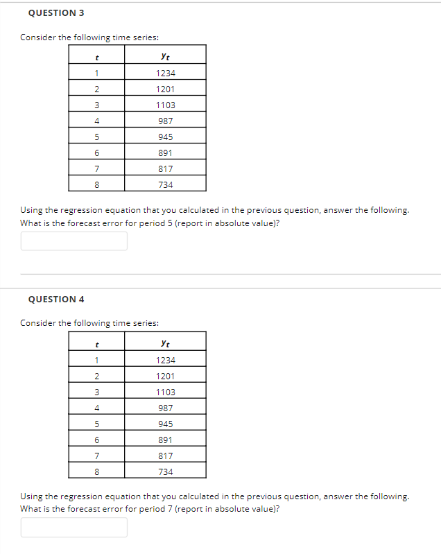 Solved QUESTION 3 Consider the following time series: Yt 1 | Chegg.com