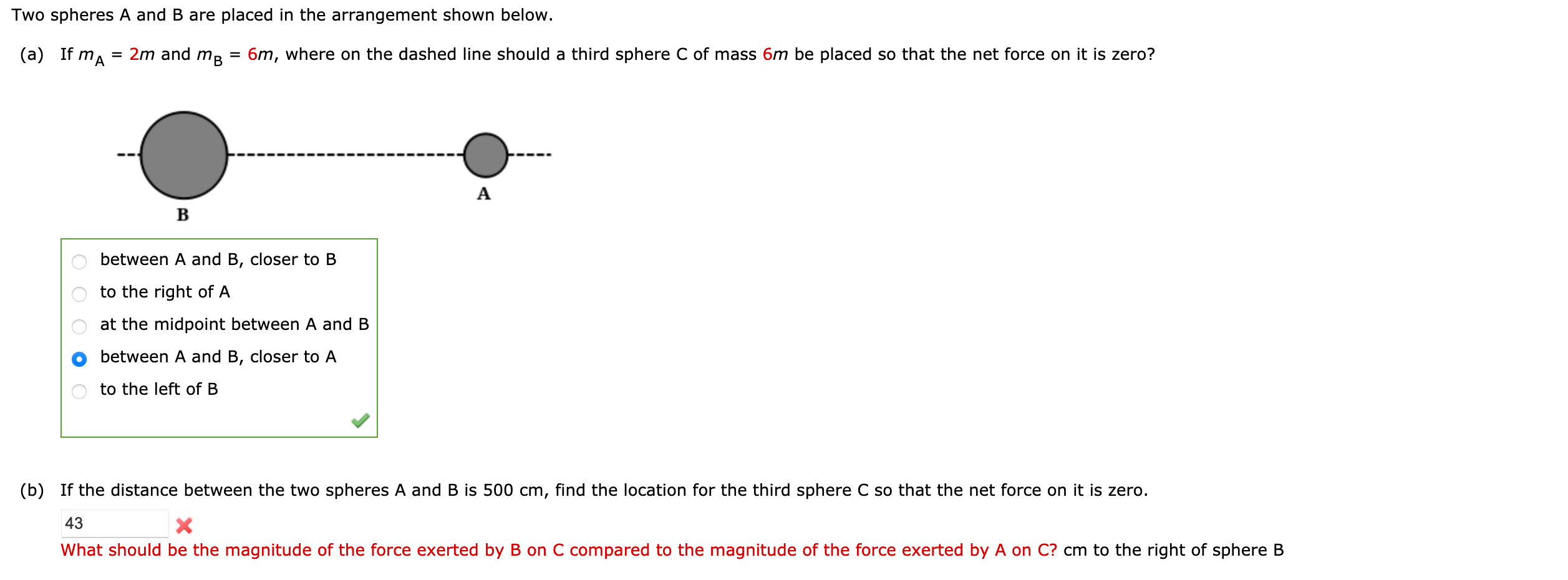 Solved Two Spheres A And B Are Placed In The Arrangement | Chegg.com