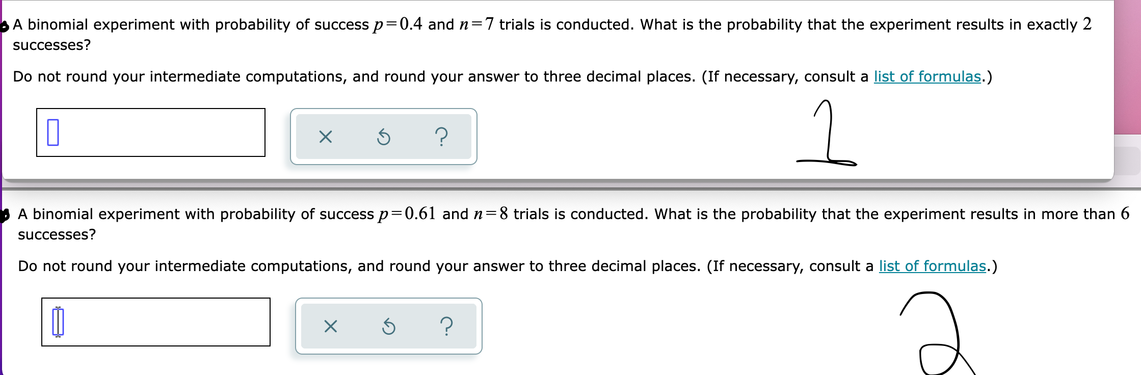 Solved B A Binomial Experiment With Probability Of Success | Chegg.com