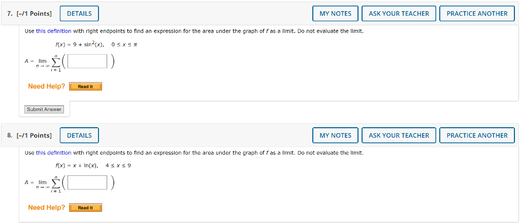 Solved 7. (-/1 Points] DETAILS MY NOTES ASK YOUR TEACHER | Chegg.com