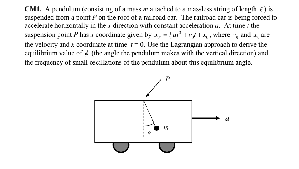 Solved CM1. A pendulum (consisting of a mass m attached to a | Chegg.com