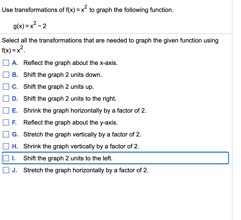 Solved Use transformations of f(x) = x? to graph the | Chegg.com