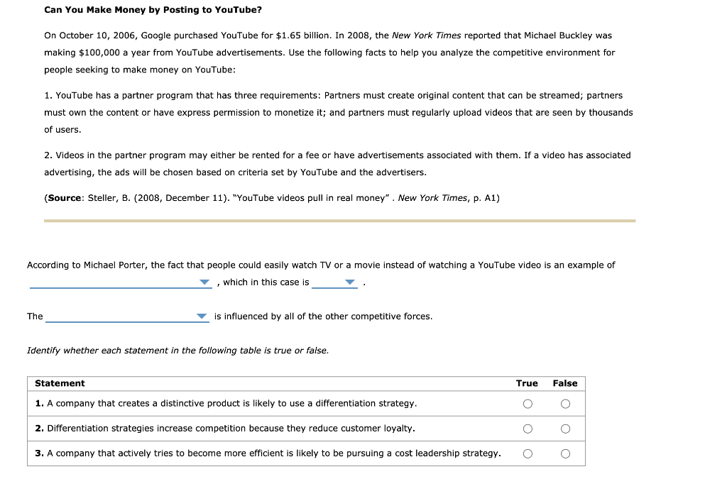 Solved Can You Make Money by Posting to YouTube? On October
