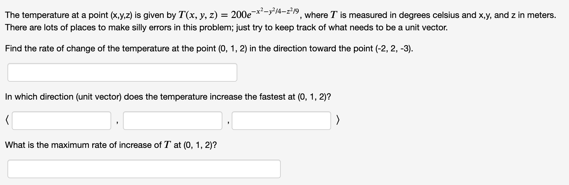 Solved The temperature at a point (x,y,z) is given by T(x, | Chegg.com